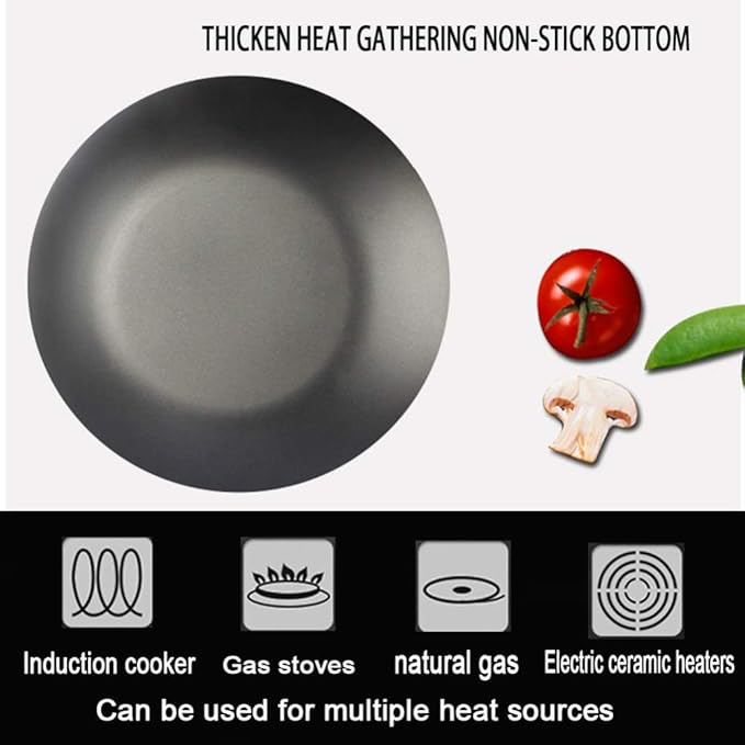3 Pie Cookware Setwith lid Comfortable Handle Non-Stick Pot Suitable for Gas Induction Cooker Easy to CleanBlack