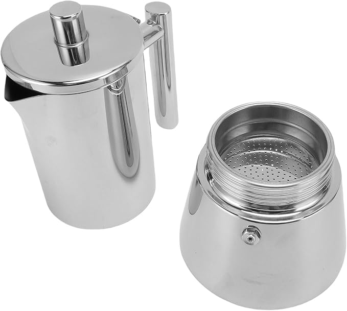 ANGGREK Stovetop Coffee Maker 6 Cup Italian Coffee Pot 304 Stainless Steel Induction Compatible for Home Party Gathering and Camping