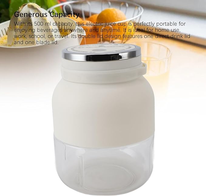 500ml Electric Juicer Blender USB Rechargeable Mini Blender with 6 Blades Design Ideal for Home Use Work School or Travel