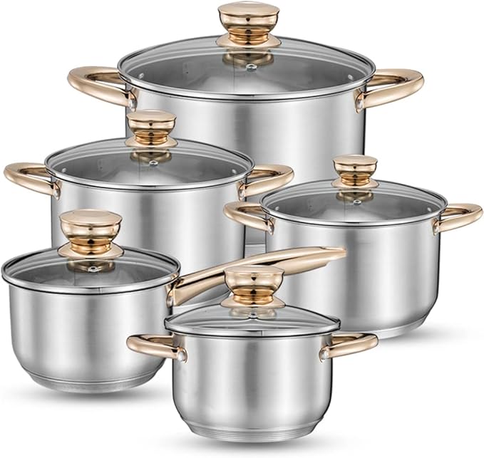 Cooking Pot Frying panCookware Set Soup Pot Stainless Steel Stew Cooking Pots Induction Cooker Casserole Kitchen Saucepan Double Boiler Steamer