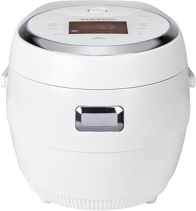 CUCKOO Micom Rice Cooker 10-Cup Uncooked / 20-Cup Cooked with Nonstick Inner Pot Large Rice Maker with 16 Menu Options Fuzzy Logic Technology Auto Clean Mode LCD Display White (CR-1020F)