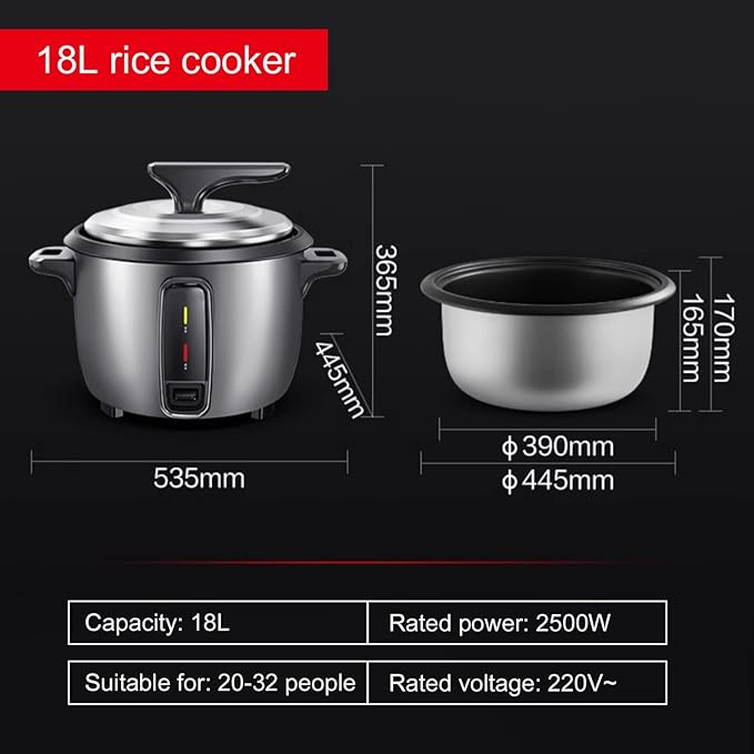 Commercial Rice Cooker Large Capacity Rice CookerHigh-Efficiency Large Rice Cooker for RestaurantsHotels and Catering for 8-48people Rice Cooker18L-2500W18L-2500W