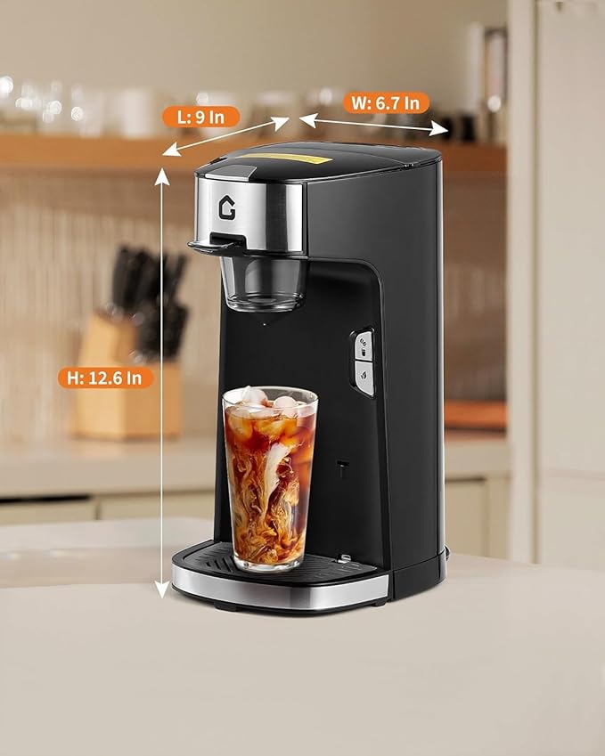 Single Serve Coffee Maker kcup coffee machine withOne-Button Fast Brew for Capsule Ground &amp Tea Portable Coffee Maker for Home Office RV Camping Auto Shut Off Adjustable Tray