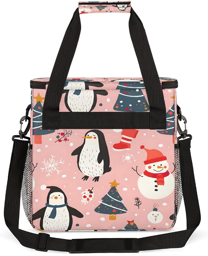 Christmas (583) Coffee Maker Carring Bag Travel Carrying Storage Tote Bag Compatible with Keurig K-Mini or K-Mini Plus Portable Single Serve Coffee Brewer Case with Pockets for K-cup Pods