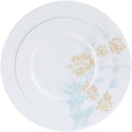 Elegant Bone China Dinnerware Set for 4Floral Porcelain Plates with Gold Rim Dishes set for Wedding Receptions Housewarming and Banquet Celebrations