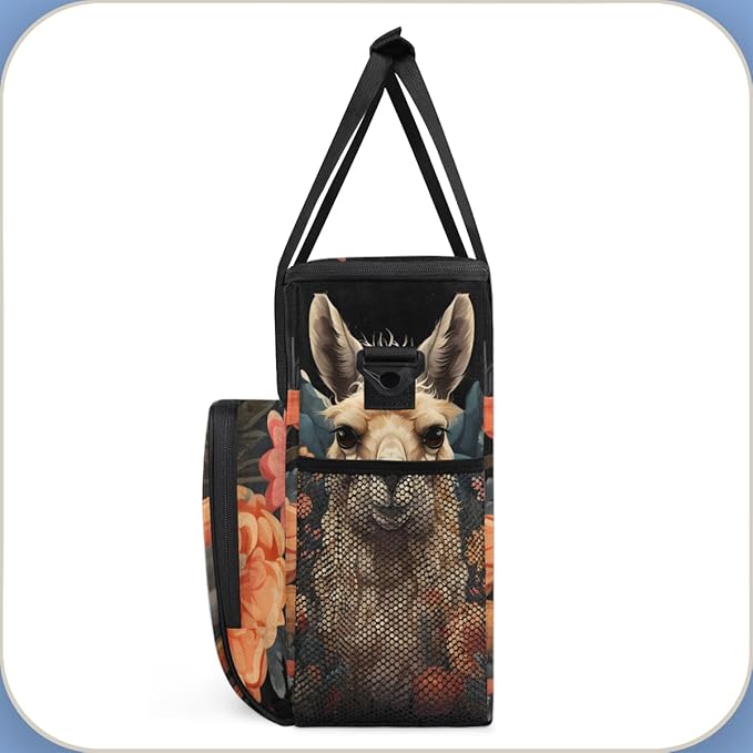 Alpaca Floral Coffee Maker Carrying Bag Portable Travel Storage Tote Bag Compatible with K-Mini or K-Mini Plus Single Serve Coffee Brewer Carrying Case with Multiple Pockets &amp Shoulder Strap