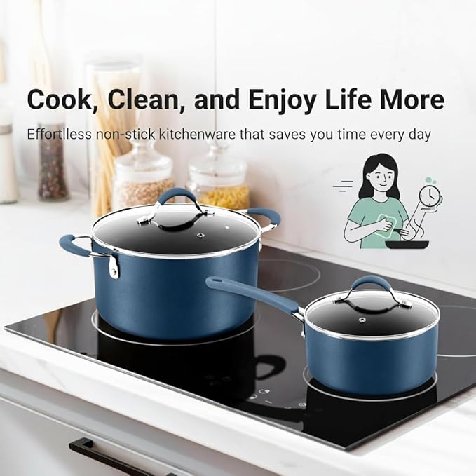 NutriChef Kitchenware Pots &amp Pans Set – High-qualified Basic Kitchen Cookware Set Non-Stick (20-Piece Set)