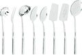 Viking Kitchen Utensils Set 8 Piece Stainless Steel Cooking Utensil Set Includes Spatulas Spoons Pasta Fork Deep Ladle Meat Fork and Skimmer Silver