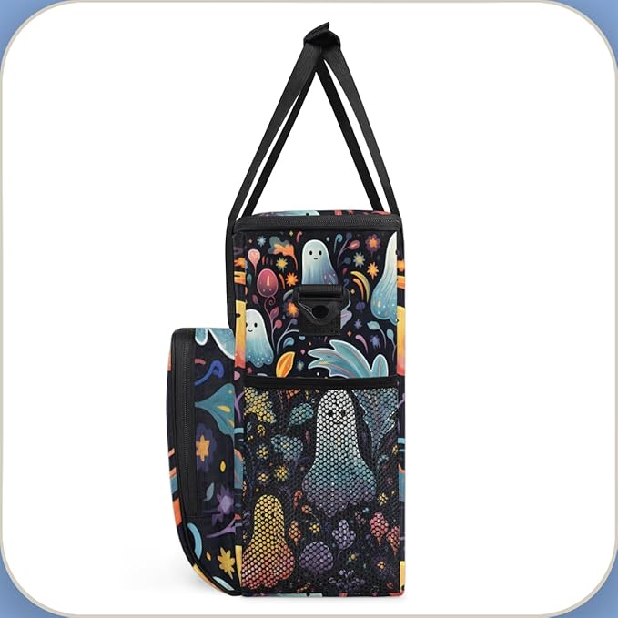 Halloween Ghosts Coffee Maker Carrying Bag Portable Travel Storage Tote Bag Compatible with K-Mini or K-Mini Plus Single Serve Coffee Brewer Carrying Case with Multiple Pockets &amp Shoulder Strap