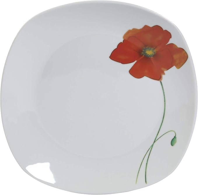 Tabletops Gallery Poppy - 16 Piece Square Dinnerware Set Service of 4