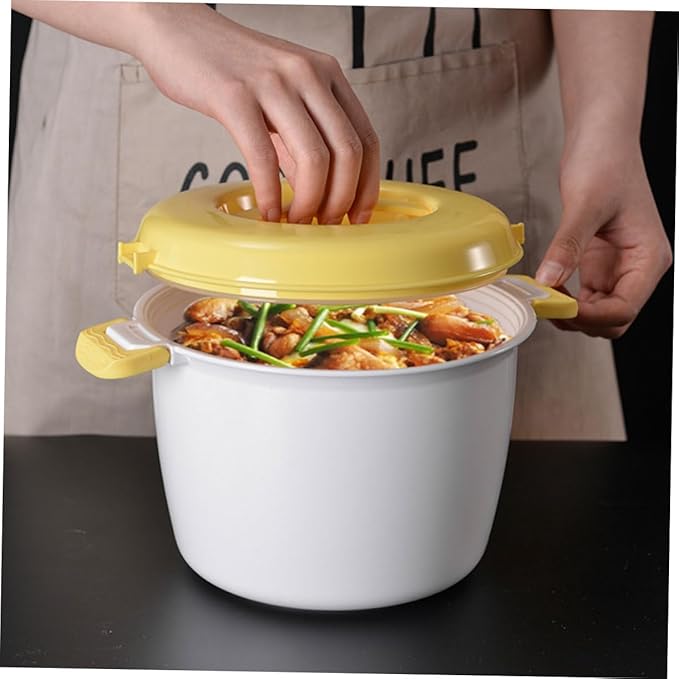 Cabilock 2pcs Microwave Rice Cooker Steamer Set Multifunctional Lunch Box for Rice Noodles and Veggies Portable Design for Home Cooking and Meal Prep