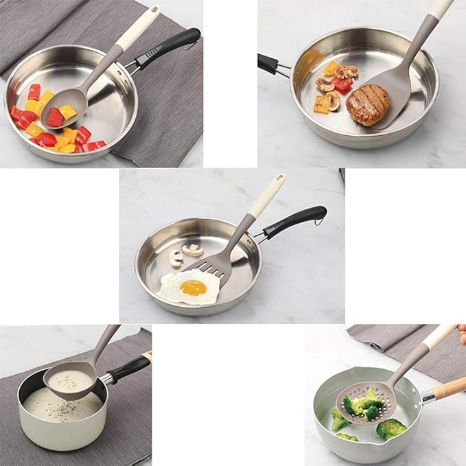 10Pcs Non-stick Silicone Kitchenware Set Cooking Spatula Filter Spoon Convenient Cutlery Kit Spoon Spatula Cookware for Kitchen