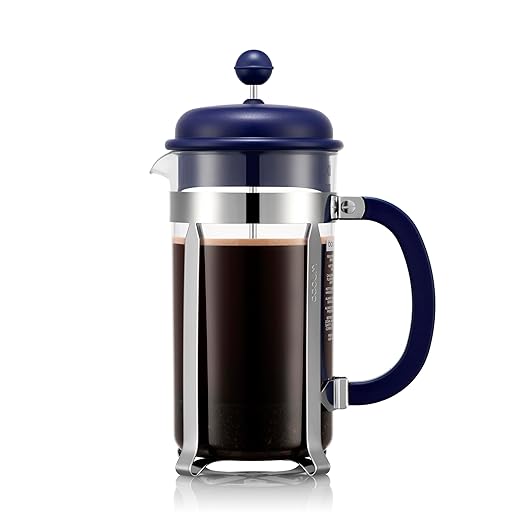 Bodum 34oz Caffettiera French Press Coffee Maker with Reusable Stainless Steel Filter BPA-Free Plastic Carafe Midnight Blue