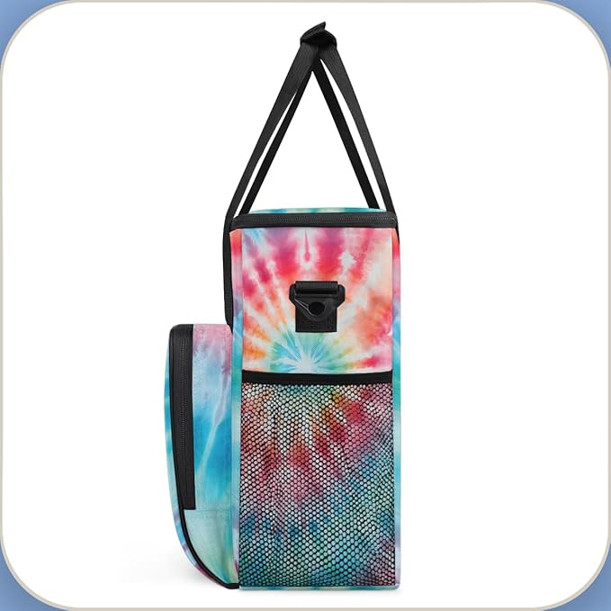 Tie Dyeing Coffee Maker Carrying Bag Pink Yellow Travel Storage Bag Compatible with K-Mini or K-Mini Plus Single Serve Coffee Brewer Carrying Case with Multiple Pockets &amp Shoulder Strap