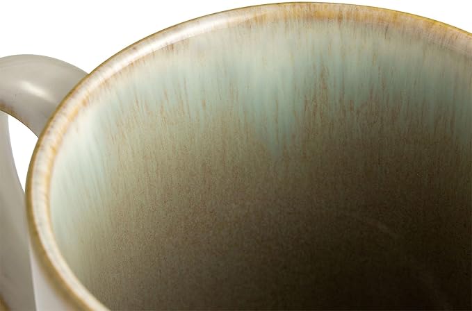 Sango Resona Moss Green Stoneware Mugs (Set of 4) – 12 fl. oz Durable Stoneware with Reactive Glaze Delicate Gray-Green Interior Microwave &amp Dishwasher Safe for Everyday Dining &amp Entertain