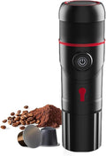 Portable Electric Espresso Machine Car Mini Coffee Maker with Heating Function 15 Bar Extraction Compatible with NS/DG Pods &amp Ground Coffee for Hiking Camping Travel RV Fishing