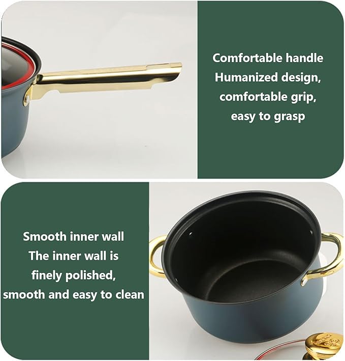 12pcs Pots and Pans Set Non Stick Stainless Steel Kitchen Cookware Sets Induction with Visual Lid Cooking Set Includes Soup Pot Frying Pan Milk Pot for Oven &amp Dishwasher SafeA