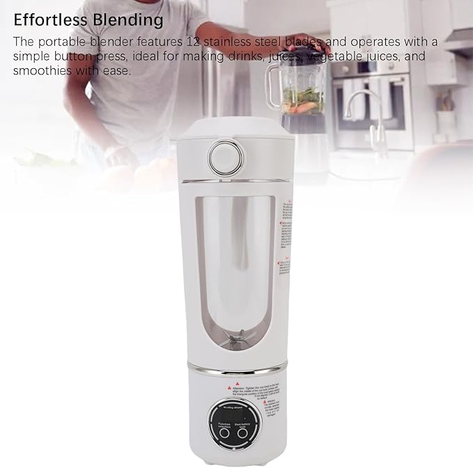 Portable Blender with Magnetic Induction Technology 1500mAh for Shakes Juices Smoothies Dishwasher Safe Compact Design for Home Office Gym Travel (White)