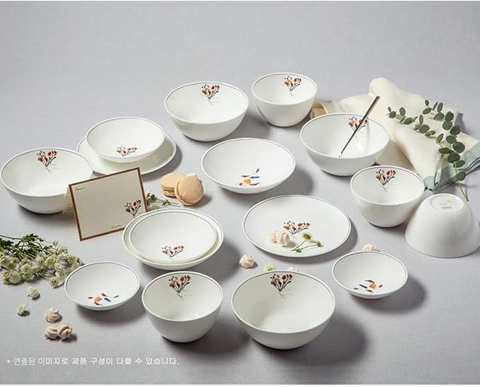 Hankook Chinaware Bouquet of Flowers Dining Set for 4 Dinnerware Korean Fine Bone-China Dojagi