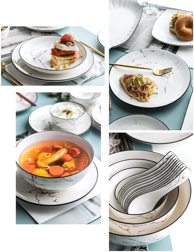 Dinner Set for 6-12 People 30-66 Piece Dinnerware Set Porcelain Tableware Sets Stylish Kitchen Dinnerware Sets for Family Party Christmas 66 pcs