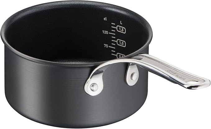 Jamie Oliver by Tefal Cook’s Classics Saucepan Set 3-Piece – Hard Anodised Aluminium Non-Stick Glass Lids Riveted Handles Oven-Safe Induction Compatible – H912S344