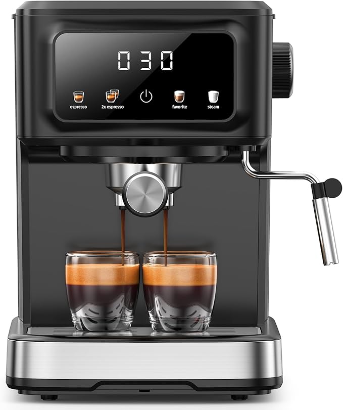 Espresso Machine 15 Bar Compact Electric Coffee Maker with Milk Frother for Latte &amp Cappuccino Expresso Coffee Machines Removable Water Tank Ideal for Home and Office Use - Cafetera Espresso
