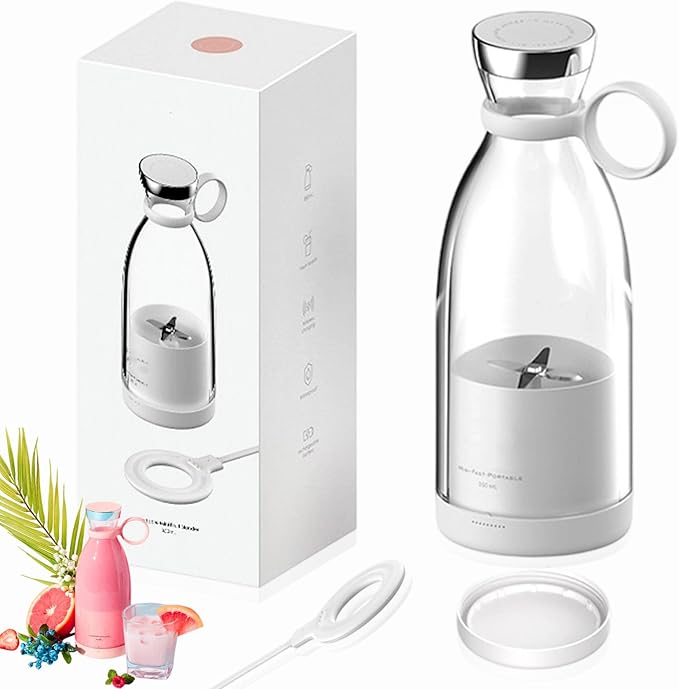 Portable Blender for Smoothies Personal Small Smoothie Blender with 11.83 Oz/350ml for Shakes and Smoothies Durable Stainless Steel Blades Magnetic Charging Convenient (White + Portable Cover)