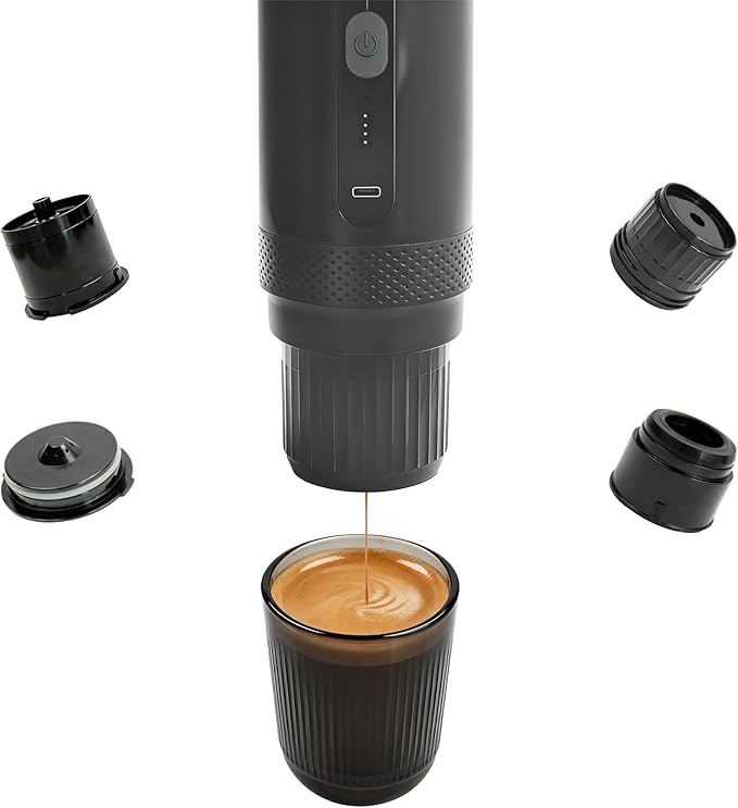 Portable Electric Espresso Machine Travel Coffee Maker for Camping Car Coffee Maker Self-Heating With Ground Coffee