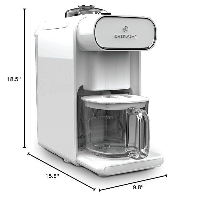ChefWave Milkmade Soy Milk Maker – 6-in-1 Plant-Based Milk Machine for Almond Oat Soy Cashew Coconut &amp Macadamia – No Soaking Auto-Clean Delay Start Glass Pitcher – White
