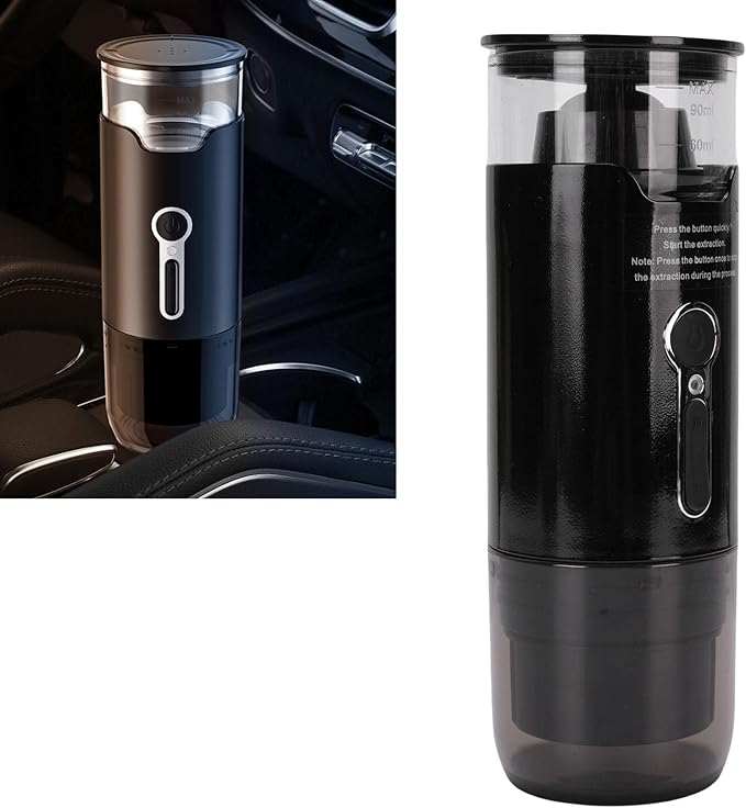 JTLB Small Portable Capsule Coffee Machine for Car One Click Automatic Efficient Heating System with DC12V Power Cable for &amp DG Capsules Coffee Powder