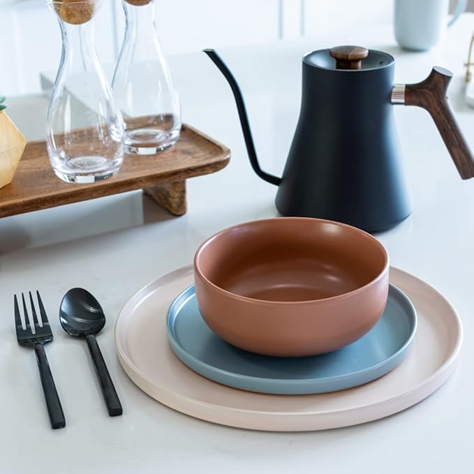 Everything Kitchens Modern Flat Dinnerware Collection (Indio 12 Piece Dinnerware Set)