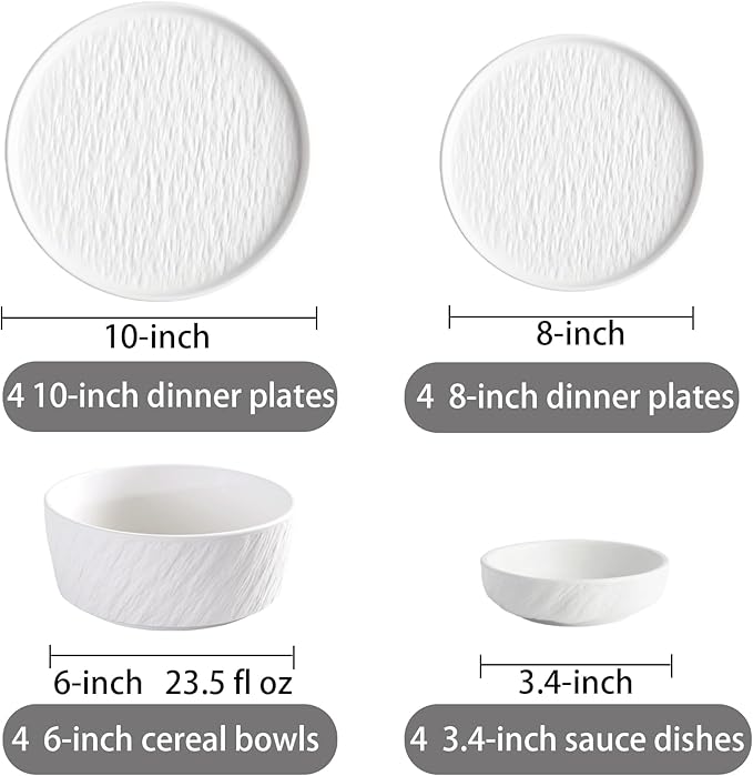 Matte Ceramic Dinnerware set for 4 16 Pieces Kitchen Plates and Bowls Set Porcelain Dish set for 4 Dishware Sets Stoneware Dinner Plates Sets Platos de Cocina Vajilla