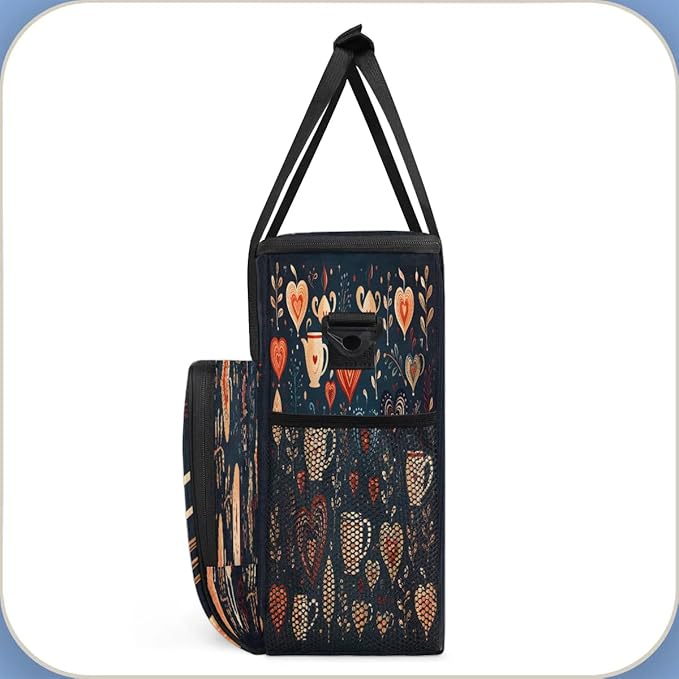 Floral Coffee Time Coffee Maker Carrying Bag for Keurig K-Mini or K-Mini Plus Storage Portable Coffee Maker Travel Bag