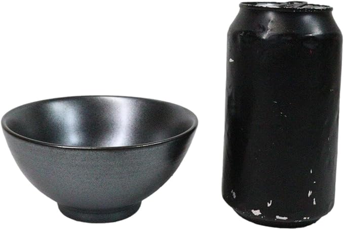 Ebros Gift Iron Black Clay Underglaze Technique Tetsu Kesho Porcelain Dinnerware Kitchen Set Asian Japanese Restaurant Supply (Pack Of 6 Small Rice Soup Appetizer Bowls 10oz)