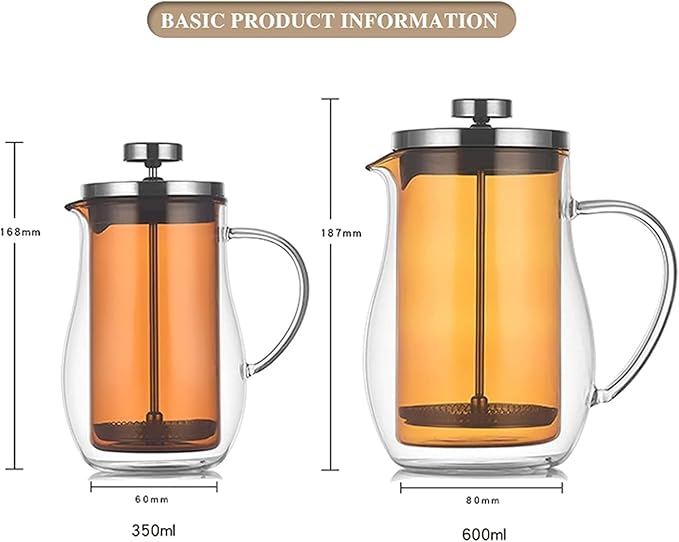 Press Coffee Maker Coffee Press CaffettiereCoffee Maker French Press Coffee Maker French Press Coffee MakerDouble Wall Borosilicate Glass 304 Stainless Steel Filtration System Clear Coffee Press