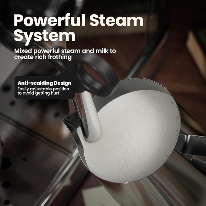 Espresso Machine - 20Bar Coffee Maker with Foaming Steam Wand: 1450W Compatible for Original Capsule &amp Ground Single-Serve Espresso Maker with 35Oz Removable Water Tank for Latte Kitchen