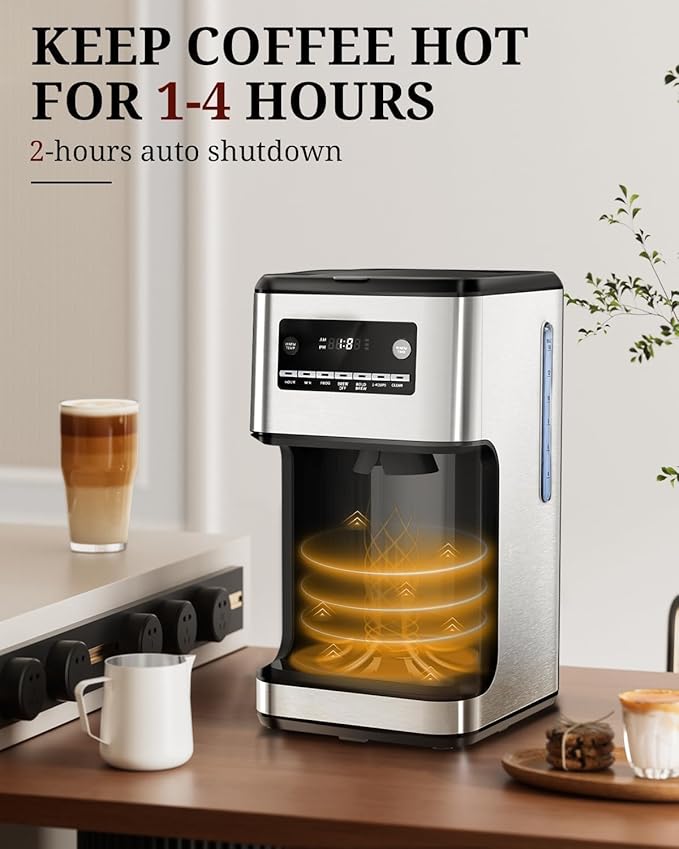Kismile Coffee Maker 14-Cup Programmable Drip Coffee Makers Machines with Timer Keep Hot Plate &amp Reusable Filter Self-Cleaning Auto Pause Stainless Steel