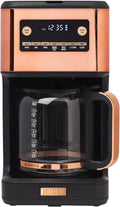HADEN Generous Brew 14 Cup Coffee Maker with 120 Minute Keep Warm Delay Brew Adjustable Strength Programmable Clock and Anti Drip Black/Copper