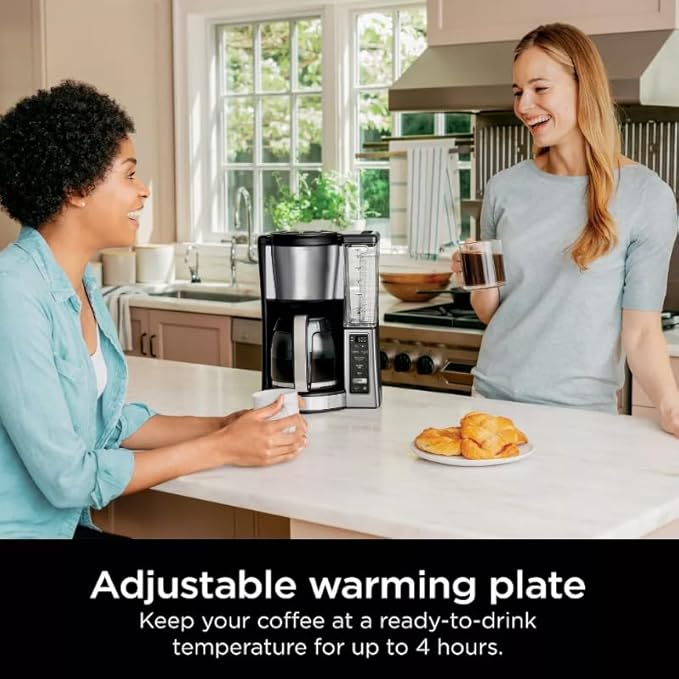 Niinjaa 12 Cup Programmable Coffee Brewer 2 Brew Styles Adjustable Warm Plate 60 oz Water Reservoir Delay Brew color Black/Stainless Steel (model CE 251)