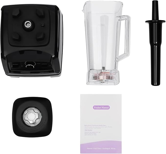 Countertop Commercial Blender 2200W Smoothie Mixer Juicer 2L Capacity 10 Variable Speed 26000 RPM Stainless Steel Ice Crusher Smoothie Blender for MilkshakesIce Creams Fresh Juices (Black)