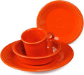 Fiesta® 4-Piece Classic Rim Place Setting – Durable Ceramic Lead-Safe Dishwasher/Microwave/Oven Safe – Made in USA Dinnerware - Poppy