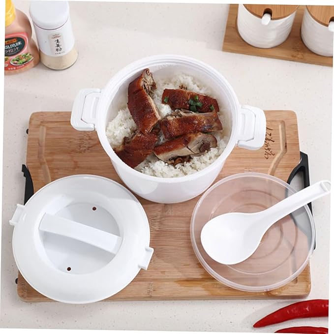 Healifty 2-Piece Microwave Rice Cooker Set Portable Food Steamer Pot Plastic Multi-Functional for Cooking Rice and Vegetables for Meal Prep and Lunch Containers