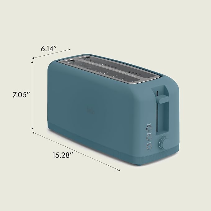 bella 4 Slice Slim Toaster Fits-anywhere Kitchenware 6 Setting Shade Control with Reheat &amp Cancel Buttons Fits Sourdough 10” Long Slot Anti Jam &amp Auto Shutoff 900 Watt Surf