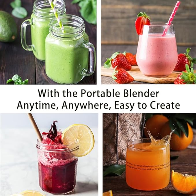 Personal Blender for Shakes and Smoothies with 6 Blades 14OZ Portable Small Blender for Kitchen Home Travel USB Rechargeable &amp Self Clean Licuadora Portatil Mini Juicer with Leakproof Lid