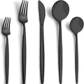 40-Piece Matte Black Silverware Set for 8 CEKEE Stainless Steel Flatware Cutlery Set Cutlery Kitchen Utensils Set for Home Restaurant Apartment Include Knife Forks and Spoons Silverware Set