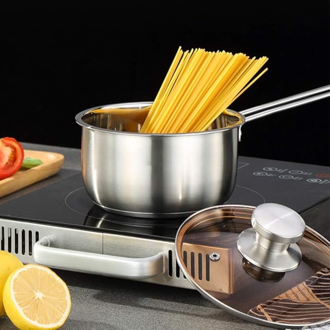 Pots and Pans Set 3Pcs Cookware Set Frying Pan Soup Pot Milk Pot With Glass Lid Stainless Steel Cooking Pot Set Kitchen Kitchen Cooking Set