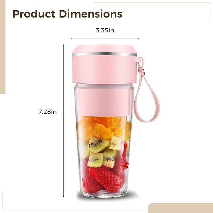 200W Portable Juicer with 400 Ml Capacity Rechargeable Small Blender Multifunctional for Home Office and Fitness