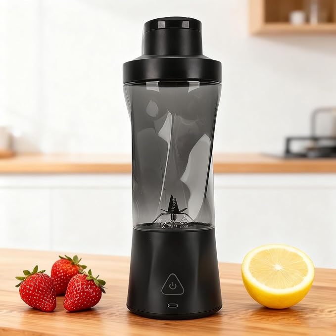 HURRISE Portable Blender Electric Juicer Cup with 6 Cutters 24 oz Capacity with Wide Mouth Lid and Pour Spout for Smoothies Shakes and Frozen Fruits