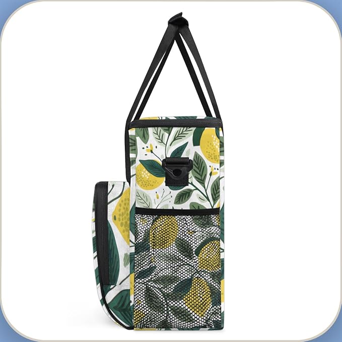 Lemon Leaf Coffee Maker Carrying Bag Portable Travel Storage Tote Bag Compatible with K-Mini or K-Mini Plus Single Serve Coffee Brewer Carrying Case with Multiple Pockets &amp Shoulder Strap