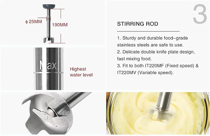 Handheld Blender with Adjustable Speed Stainless Steel Rod and Whisk Attachments Ideal for Soups Sauces and More Ergonomic Design